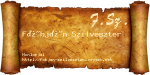 Fábján Szilveszter névjegykártya
